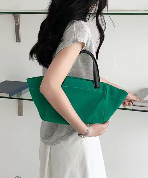 enlit(エンリット)の「【 enlit 】 舟形 2way ミニ コットン トートバッグ(トートバッグ・レディース・ホワイト/ブラック/グリーン・FREE)」の11枚目の写真
