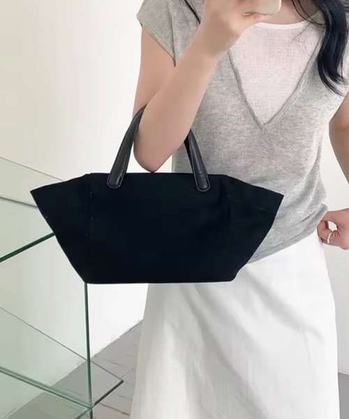 enlit(エンリット)の「【 enlit 】 舟形 2way ミニ コットン トートバッグ(トートバッグ・レディース・ホワイト/ブラック/グリーン・FREE)」の7枚目の写真