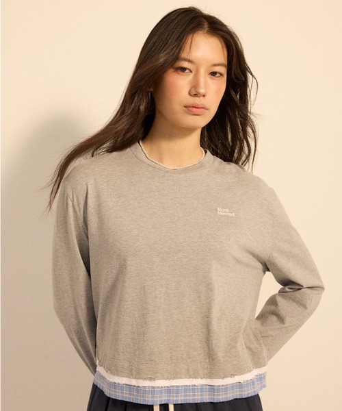 Mardi Mercredi(マルディメクルディ)の「DESTROYED LAYERED TOP CHECK / デストロイド レイヤード トップ チェック(Tシャツ/カットソー・レディース・ネイビー/グレー・FREE)」の1枚目の写真