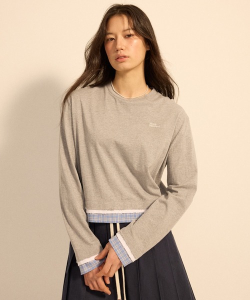 Mardi Mercredi(マルディメクルディ)の「DESTROYED LAYERED TOP CHECK / デストロイド レイヤード トップ チェック(Tシャツ/カットソー・レディース・ネイビー/グレー・FREE)」の10枚目の写真