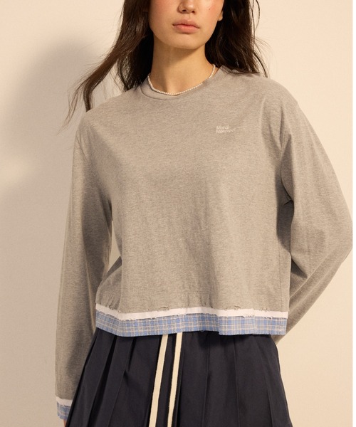 Mardi Mercredi(マルディメクルディ)の「DESTROYED LAYERED TOP CHECK / デストロイド レイヤード トップ チェック(Tシャツ/カットソー・レディース・ネイビー/グレー・FREE)」の14枚目の写真