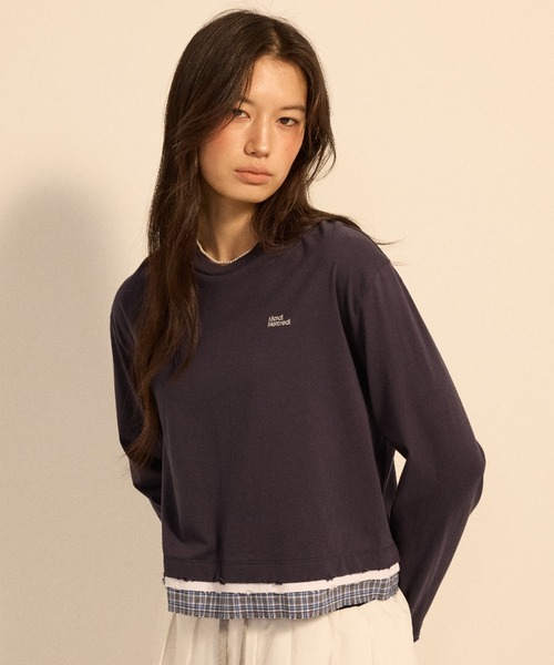 Mardi Mercredi(マルディメクルディ)の「DESTROYED LAYERED TOP CHECK / デストロイド レイヤード トップ チェック(Tシャツ/カットソー・レディース・ネイビー/グレー・FREE)」の3枚目の写真