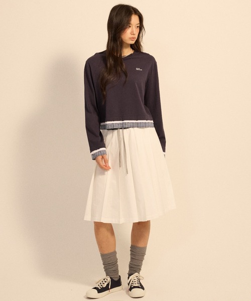 Mardi Mercredi(マルディメクルディ)の「DESTROYED LAYERED TOP CHECK / デストロイド レイヤード トップ チェック(Tシャツ/カットソー・レディース・ネイビー/グレー・FREE)」の7枚目の写真