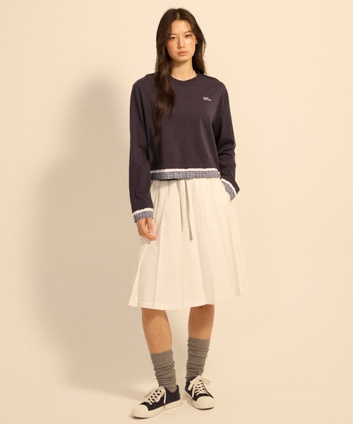 Mardi Mercredi(マルディメクルディ)の「DESTROYED LAYERED TOP CHECK / デストロイド レイヤード トップ チェック(Tシャツ/カットソー・レディース・ネイビー/グレー・FREE)」の8枚目の写真