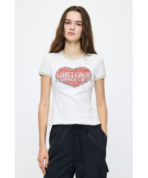 MOUSSY（マウジー）の「I DON'T CHASE RINGER Tシャツ（Tシャツ/カットソー・レディース・ライトブラック/オフホワイト/ブルー・FREE）」の2枚目の写真