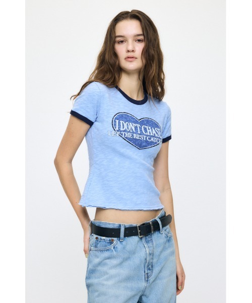 MOUSSY（マウジー）の「I DON'T CHASE RINGER Tシャツ（Tシャツ/カットソー・レディース・ライトブラック/オフホワイト/ブルー・FREE）」の4枚目の写真