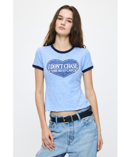 MOUSSY（マウジー）の「I DON'T CHASE RINGER Tシャツ（Tシャツ/カットソー・レディース・ライトブラック/オフホワイト/ブルー・FREE）」の7枚目の写真