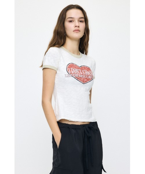 MOUSSY（マウジー）の「I DON'T CHASE RINGER Tシャツ（Tシャツ/カットソー・レディース・ライトブラック/オフホワイト/ブルー・FREE）」の14枚目の写真