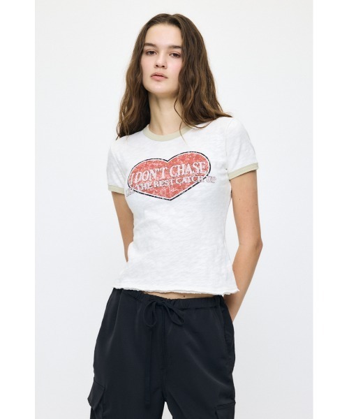 MOUSSY（マウジー）の「I DON'T CHASE RINGER Tシャツ（Tシャツ/カットソー・レディース・ライトブラック/オフホワイト/ブルー・FREE）」の15枚目の写真