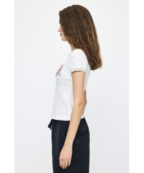 MOUSSY（マウジー）の「I DON'T CHASE RINGER Tシャツ（Tシャツ/カットソー・レディース・ライトブラック/オフホワイト/ブルー・FREE）」の16枚目の写真