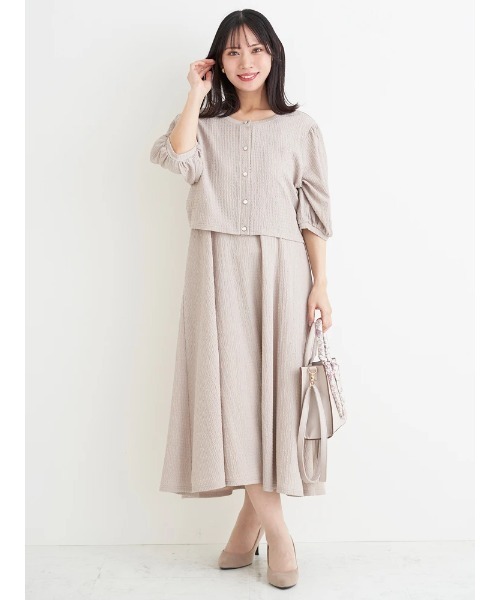 Re-J&SUPURE(リジェイアンドスプル)の「【大きいサイズ】【マルチWAY】リボンカーディガン×キャミワンピース(ワンピース・レディース・ブルー/ブラック/ベージュ・XXXX-LARGE/XXX-LARGE/XX-LARGE)」の2枚目の写真