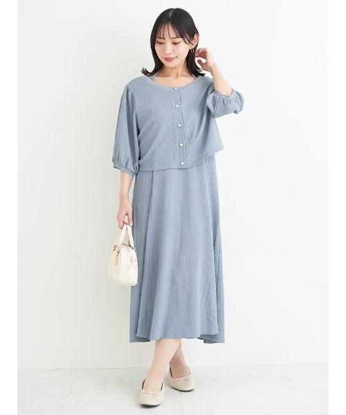 Re-J&SUPURE(リジェイアンドスプル)の「【大きいサイズ】【マルチWAY】リボンカーディガン×キャミワンピース(ワンピース・レディース・ブルー/ブラック/ベージュ・XXXX-LARGE/XXX-LARGE/XX-LARGE)」の4枚目の写真