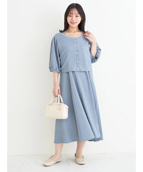 Re-J&SUPURE(リジェイアンドスプル)の「【大きいサイズ】【マルチWAY】リボンカーディガン×キャミワンピース(ワンピース・レディース・ブルー/ブラック/ベージュ・XXXX-LARGE/XXX-LARGE/XX-LARGE)」の8枚目の写真