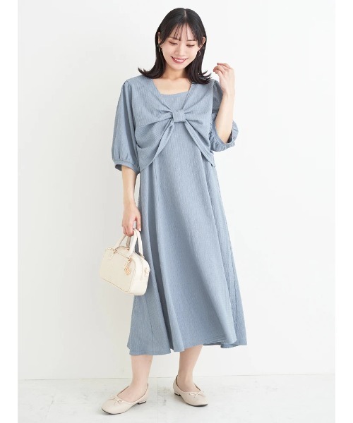 Re-J&SUPURE(リジェイアンドスプル)の「【大きいサイズ】【マルチWAY】リボンカーディガン×キャミワンピース(ワンピース・レディース・ブルー/ブラック/ベージュ・XXXX-LARGE/XXX-LARGE/XX-LARGE)」の12枚目の写真