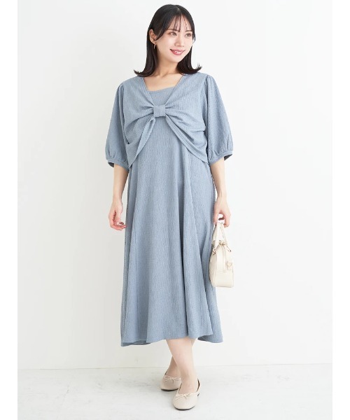 Re-J&SUPURE(リジェイアンドスプル)の「【大きいサイズ】【マルチWAY】リボンカーディガン×キャミワンピース(ワンピース・レディース・ブルー/ブラック/ベージュ・XXXX-LARGE/XXX-LARGE/XX-LARGE)」の13枚目の写真