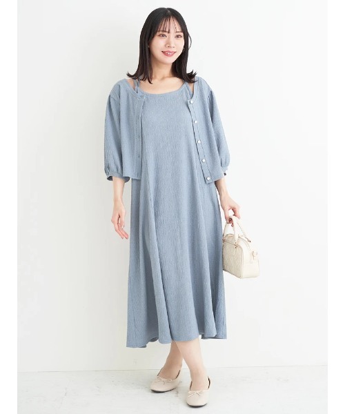 Re-J&SUPURE(リジェイアンドスプル)の「【大きいサイズ】【マルチWAY】リボンカーディガン×キャミワンピース(ワンピース・レディース・ブルー/ブラック/ベージュ・XXXX-LARGE/XXX-LARGE/XX-LARGE)」の16枚目の写真