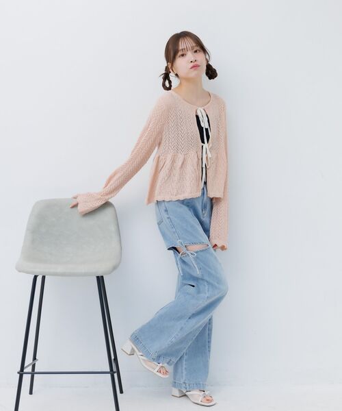 ems excite(エムズエキサイト)の「スリットリボンデニムPT(デニムパンツ・レディース・ライトブルー/ダークブルー・SMALL/MEDIUM)」の14枚目の写真