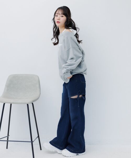 ems excite(エムズエキサイト)の「スリットリボンデニムPT(デニムパンツ・レディース・ライトブルー/ダークブルー・SMALL/MEDIUM)」の20枚目の写真