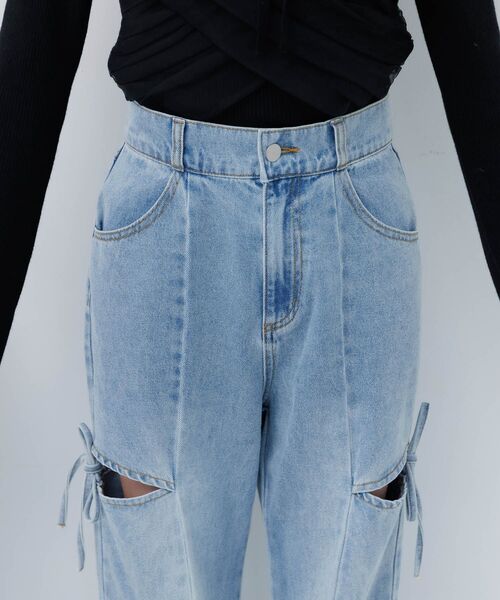 ems excite（エムズエキサイト）の「スリットリボンデニムPT（デニムパンツ・レディース・ライトブルー/ダークブルー・SMALL/MEDIUM）」の15枚目の写真