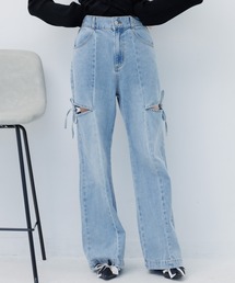 ems excite | スリットリボンデニムPT(デニムパンツ)