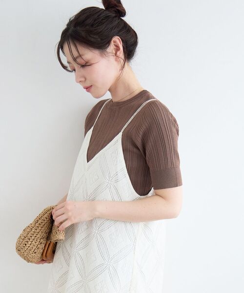 le.coeur blanc(ルクールブラン)の「パッチワーク風レースキャミワンピース(ワンピース・レディース・オフホワイト/ブラック・38)」の11枚目の写真