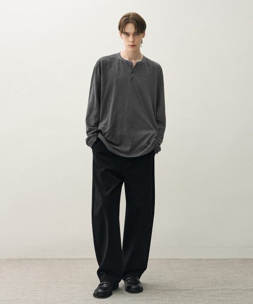 DRAW FIT（ドローフィット）の「ヘイデン ヘンリーネック ロングスリーブTシャツ [チャコール]（Tシャツ/カットソー・メンズ・その他・M/L/XL）」の3枚目の写真
