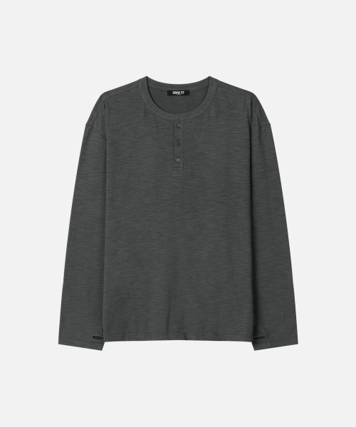 DRAW FIT（ドローフィット）の「ヘイデン ヘンリーネック ロングスリーブTシャツ [チャコール]（Tシャツ/カットソー・メンズ・その他・M/L/XL）」の4枚目の写真