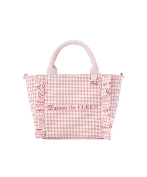 Maison de FLEUR（メゾンドフルール）の「ギンガムフリル2Wayバッグ（ショルダーバッグ・レディース・ブラック/ピンク・FREE）」の6枚目の写真