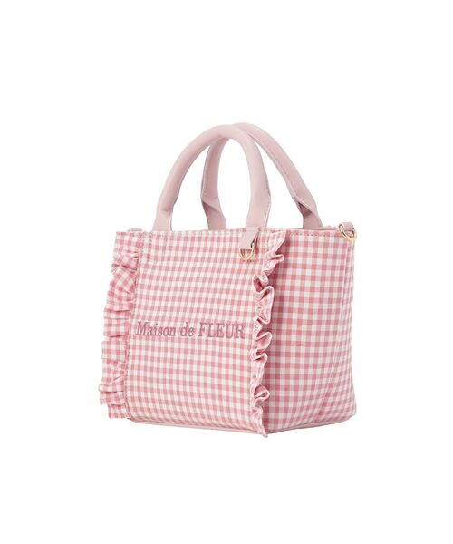 Maison de FLEUR（メゾンドフルール）の「ギンガムフリル2Wayバッグ（ショルダーバッグ・レディース・ブラック/ピンク・FREE）」の7枚目の写真