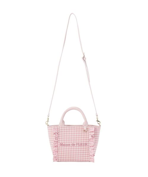 Maison de FLEUR（メゾンドフルール）の「ギンガムフリル2Wayバッグ（ショルダーバッグ・レディース・ブラック/ピンク・FREE）」の12枚目の写真
