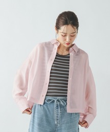GLOBAL WORK | シルキータッチシアークロップドシャツ/636682(シャツ/ブラウス)
