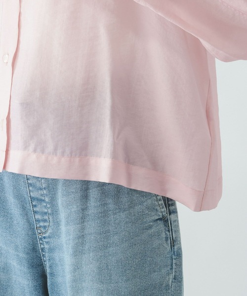 GLOBAL WORK(グローバルワーク)の「シルキータッチシアークロップドシャツ/636682(シャツ/ブラウス・レディース・ピンク/スミクロ/サックスブルー/グレイッシュベージュ・LARGE/MEDIUM/SMALL)」の13枚目の写真