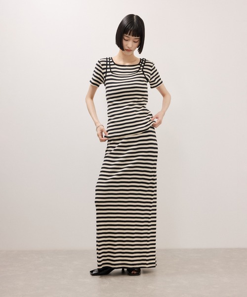 ADAM ET ROPE'(アダムエロペ)の「【Miller for ADAM ET ROPE'】別注 スクエアタンク(タンクトップ・レディース・ブルー/キナリ・FREE)」の7枚目の写真