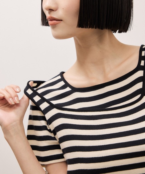 ADAM ET ROPE'(アダムエロペ)の「【Miller for ADAM ET ROPE'】別注 スクエアタンク(タンクトップ・レディース・ブルー/キナリ・FREE)」の9枚目の写真