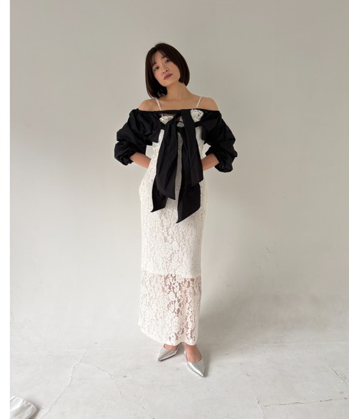 HONEY MI HONEY(ハニーミーハニー)の「taffeta ribbon bolero(カーディガン/ボレロ・レディース・ブラック/ホワイト/ピンク・FREE)」の10枚目の写真