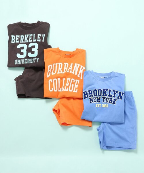 BREEZE（ブリーズ）の「【WEB限定】ゆるカレッジワイドシルエットセットアップ_ワンマイル（ルームウェア/パジャマ・キッズ・オレンジ/ブラウン/サックスブルー・90/100/110/120/130/160/140/150）」の7枚目の写真