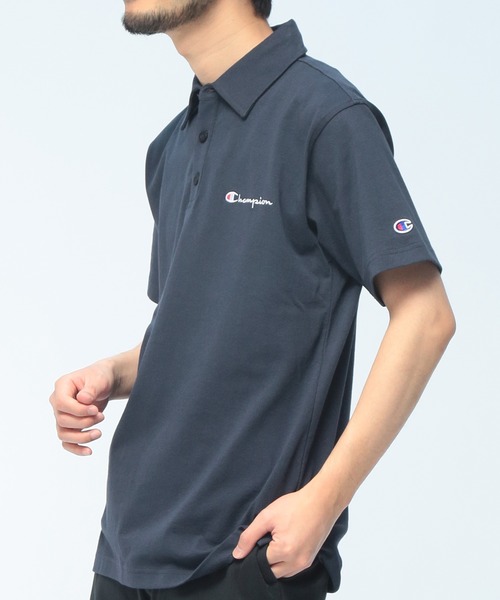 Champion(チャンピオン)の「Champion (チャンピオン) ポロシャツ 半袖 C3X361 胸ロゴ 袖ワッペン シャツ ユニセックス(ポロシャツ・メンズ・ブラック/ダークグレー/ネイビー・LL/L/M)」の3枚目の写真