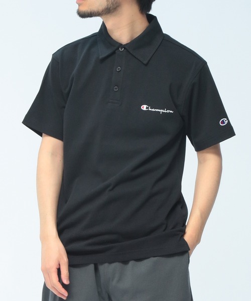 セール】Champion (チャンピオン) ポロシャツ 半袖 C3X361 胸ロゴ 袖