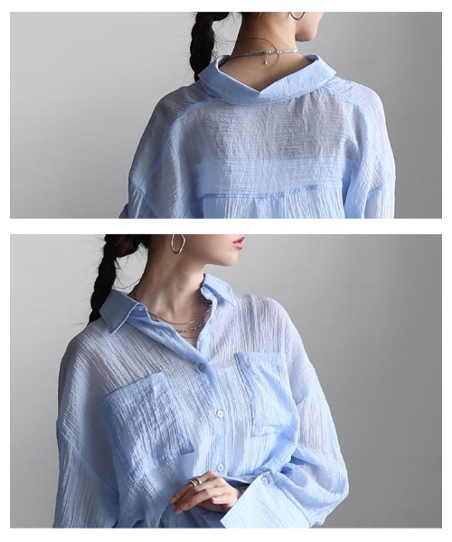 Sawa a la mode(サワアラモード)の「シアーワッシャービッグカフスシャツ(シャツ/ブラウス・レディース・イエロー/オフホワイト/ブルー・FREE)」の20枚目の写真