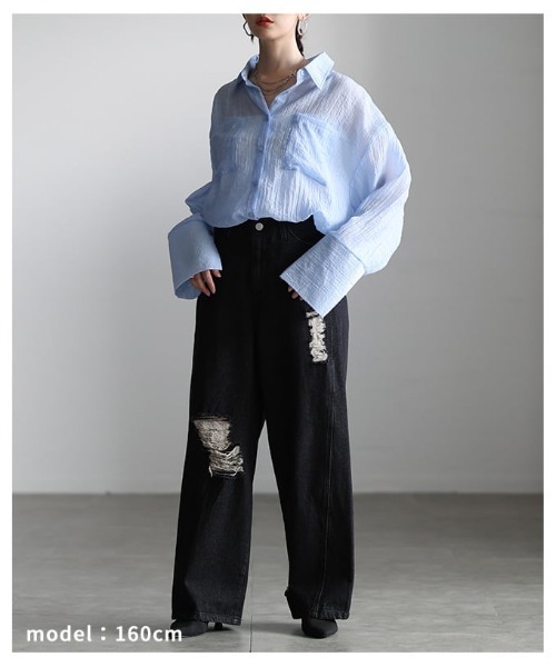 Sawa a la mode(サワアラモード)の「シアーワッシャービッグカフスシャツ(シャツ/ブラウス・レディース・イエロー/オフホワイト/ブルー・FREE)」の18枚目の写真