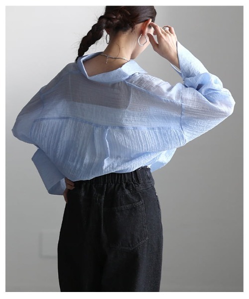 Sawa a la mode(サワアラモード)の「シアーワッシャービッグカフスシャツ(シャツ/ブラウス・レディース・イエロー/オフホワイト/ブルー・FREE)」の16枚目の写真