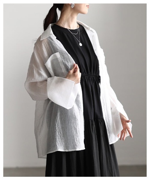 Sawa a la mode(サワアラモード)の「シアーワッシャービッグカフスシャツ(シャツ/ブラウス・レディース・イエロー/オフホワイト/ブルー・FREE)」の10枚目の写真