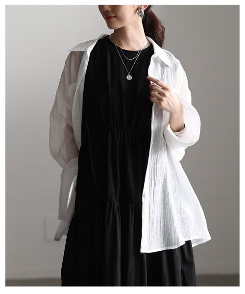Sawa a la mode(サワアラモード)の「シアーワッシャービッグカフスシャツ(シャツ/ブラウス・レディース・イエロー/オフホワイト/ブルー・FREE)」の9枚目の写真