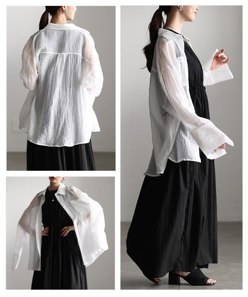 Sawa a la mode(サワアラモード)の「シアーワッシャービッグカフスシャツ(シャツ/ブラウス・レディース・イエロー/オフホワイト/ブルー・FREE)」の8枚目の写真