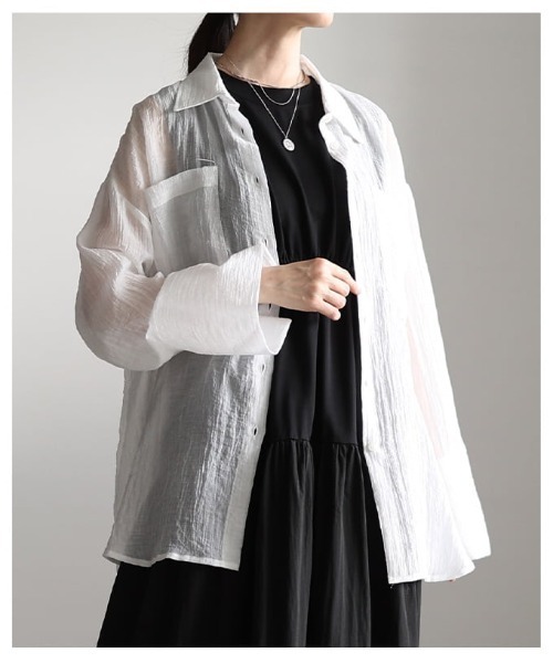 Sawa a la mode(サワアラモード)の「シアーワッシャービッグカフスシャツ(シャツ/ブラウス・レディース・イエロー/オフホワイト/ブルー・FREE)」の7枚目の写真