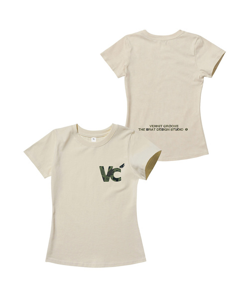 VENHIT（ベンヒット）の「VCシグネチャー刺繍スリム半袖Tシャツ[CAMO]（Tシャツ/カットソー・レディース・ネイビー/ホワイト/クリーム/ブラック・SMALL/MEDIUM/LARGE）」の3枚目の写真