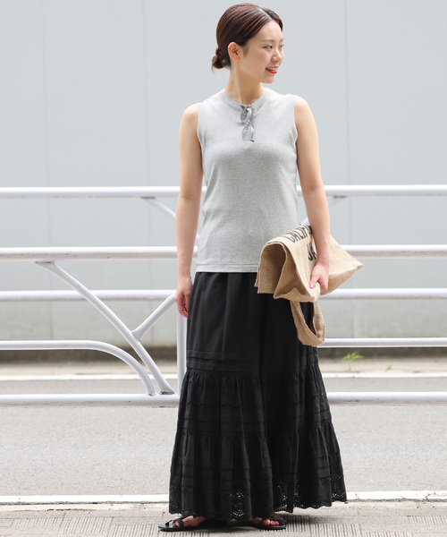 WEB限定追加3》コットンボイルタック刺繍ロングスカート（スカート