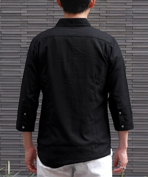LUXSTYLE（ラグスタイル）の「麻混七分袖シャツ（シャツ/ブラウス・メンズ・ブラック/ホワイト/ベージュ・M/XL/L）」の13枚目の写真