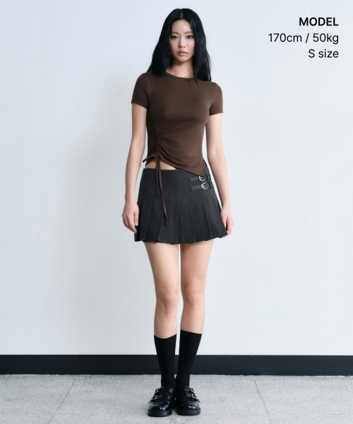 MUSINSA STANDARD WOMAN（ムシンサスタンダードウーマン）の「ウィメンズテンセルサイドルーシッドTシャツ[ダークブラウン]（Tシャツ/カットソー・レディース・その他・X-SMALL/SMALL/MEDIUM/LARGE）」の2枚目の写真