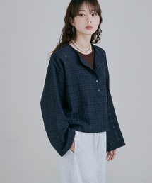 2wayチェック柄シアーブラウス